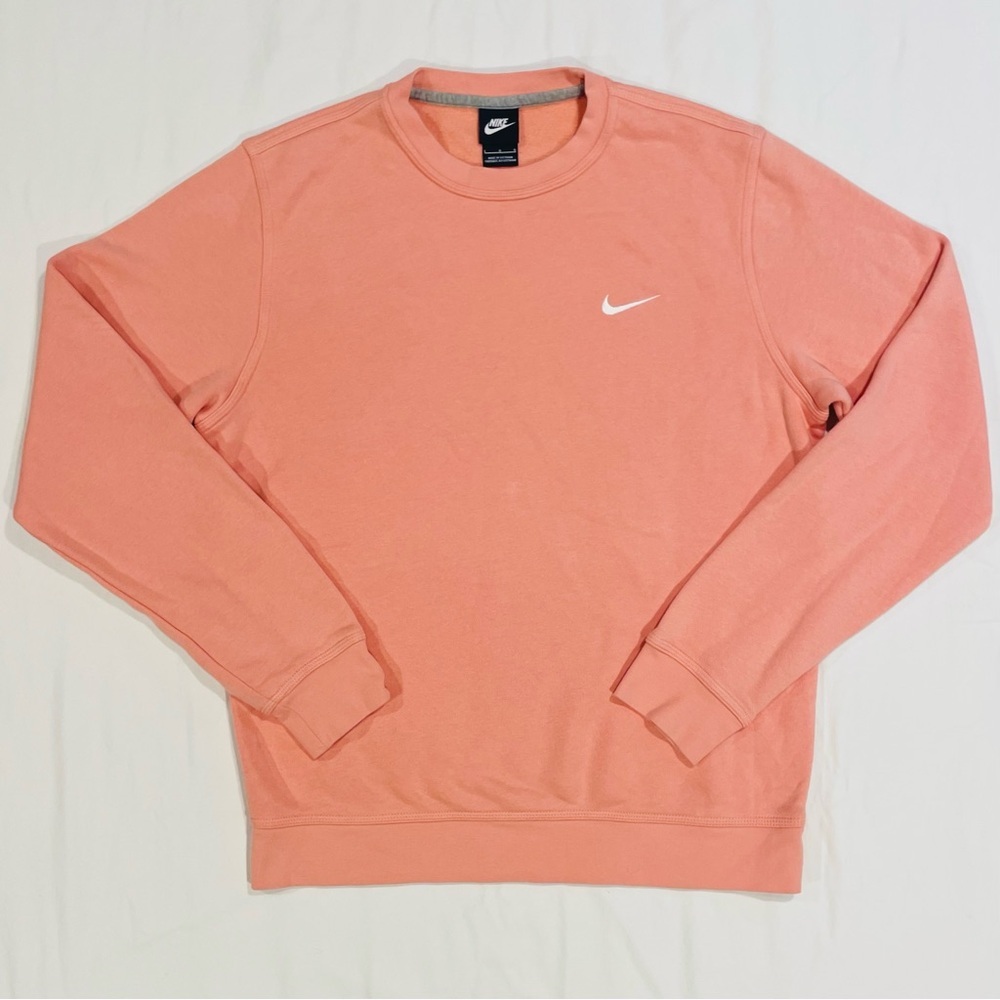 Nike Solo Swoosh Crewneck Mens Large Sweatshirt Fleece Crew Peach Pink Fall